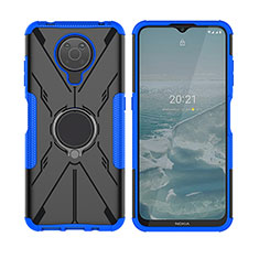 Custodia Silicone e Plastica Opaca Cover con Magnetico Anello Supporto JX2 per Nokia G10 Blu