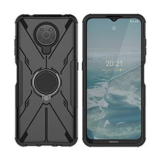 Custodia Silicone e Plastica Opaca Cover con Magnetico Anello Supporto JX2 per Nokia G10 Nero