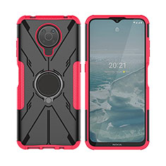 Custodia Silicone e Plastica Opaca Cover con Magnetico Anello Supporto JX2 per Nokia G10 Rosa Caldo