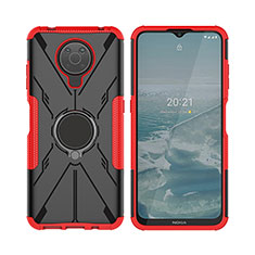 Custodia Silicone e Plastica Opaca Cover con Magnetico Anello Supporto JX2 per Nokia G10 Rosso