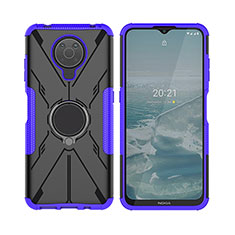 Custodia Silicone e Plastica Opaca Cover con Magnetico Anello Supporto JX2 per Nokia G10 Viola