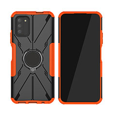 Custodia Silicone e Plastica Opaca Cover con Magnetico Anello Supporto JX2 per Nokia G100 Arancione