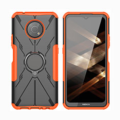 Custodia Silicone e Plastica Opaca Cover con Magnetico Anello Supporto JX2 per Nokia G300 5G Arancione