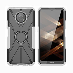 Custodia Silicone e Plastica Opaca Cover con Magnetico Anello Supporto JX2 per Nokia G300 5G Argento