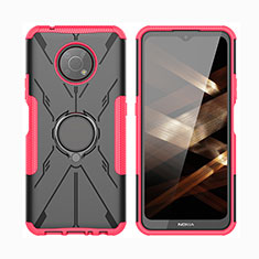 Custodia Silicone e Plastica Opaca Cover con Magnetico Anello Supporto JX2 per Nokia G300 5G Rosa Caldo