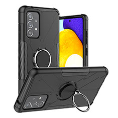 Custodia Silicone e Plastica Opaca Cover con Magnetico Anello Supporto JX2 per Samsung Galaxy A52 5G Nero