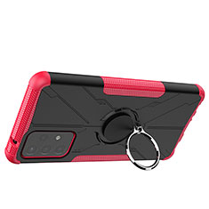 Custodia Silicone e Plastica Opaca Cover con Magnetico Anello Supporto JX2 per Samsung Galaxy A72 5G Rosa Caldo
