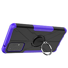 Custodia Silicone e Plastica Opaca Cover con Magnetico Anello Supporto JX2 per Samsung Galaxy A72 5G Viola