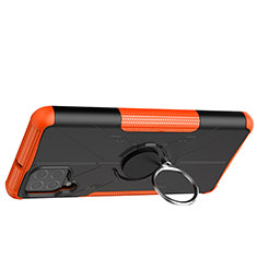 Custodia Silicone e Plastica Opaca Cover con Magnetico Anello Supporto JX2 per Samsung Galaxy F62 5G Arancione