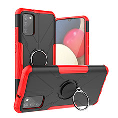 Custodia Silicone e Plastica Opaca Cover con Magnetico Anello Supporto JX2 per Samsung Galaxy M02s Rosso