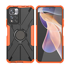 Custodia Silicone e Plastica Opaca Cover con Magnetico Anello Supporto JX2 per Xiaomi Mi 11i 5G (2022) Arancione