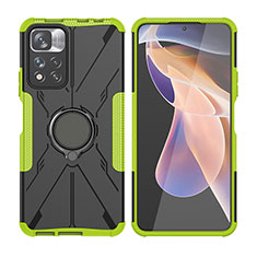 Custodia Silicone e Plastica Opaca Cover con Magnetico Anello Supporto JX2 per Xiaomi Redmi Note 11 Pro+ Plus 5G Verde