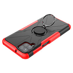 Custodia Silicone e Plastica Opaca Cover con Magnetico Anello Supporto JX3 per Samsung Galaxy A12 Nacho Rosso