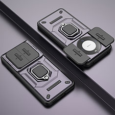 Custodia Silicone e Plastica Opaca Cover con Magnetico Anello Supporto K1C per Huawei Mate 60 Pro+ Plus Viola