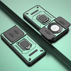 Custodia Silicone e Plastica Opaca Cover con Magnetico Anello Supporto K1C per Huawei Mate 60 Verde