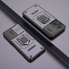 Custodia Silicone e Plastica Opaca Cover con Magnetico Anello Supporto K1C per Xiaomi Poco C65 Viola