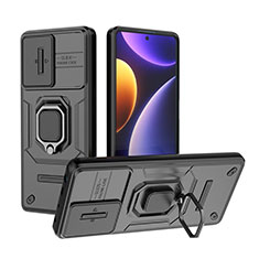 Custodia Silicone e Plastica Opaca Cover con Magnetico Anello Supporto K1C per Xiaomi Poco F5 5G Nero