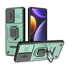 Custodia Silicone e Plastica Opaca Cover con Magnetico Anello Supporto K1C per Xiaomi Poco F5 5G Verde