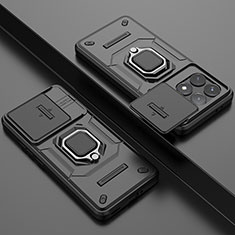 Custodia Silicone e Plastica Opaca Cover con Magnetico Anello Supporto K1C per Xiaomi Redmi K70 5G Nero