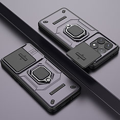 Custodia Silicone e Plastica Opaca Cover con Magnetico Anello Supporto K1C per Xiaomi Redmi K70 5G Viola