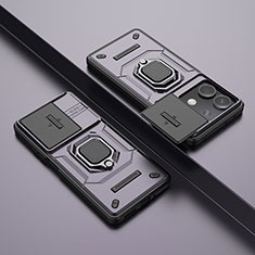 Custodia Silicone e Plastica Opaca Cover con Magnetico Anello Supporto K1C per Xiaomi Redmi Note 13 5G Viola