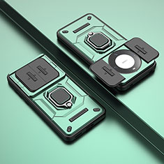 Custodia Silicone e Plastica Opaca Cover con Magnetico Anello Supporto K2C per Huawei Mate 60 Pro+ Plus Verde