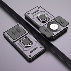 Custodia Silicone e Plastica Opaca Cover con Magnetico Anello Supporto K2C per Huawei Mate 60 Pro+ Plus Viola