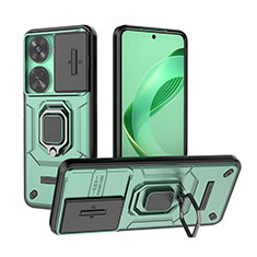 Custodia Silicone e Plastica Opaca Cover con Magnetico Anello Supporto K2C per Huawei Nova 11 SE Verde
