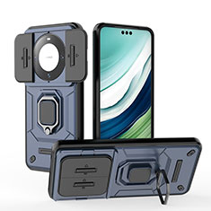 Custodia Silicone e Plastica Opaca Cover con Magnetico Anello Supporto K3C per Huawei Mate 60 Pro Blu