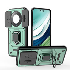 Custodia Silicone e Plastica Opaca Cover con Magnetico Anello Supporto K3C per Huawei Mate 60 Pro+ Plus Verde