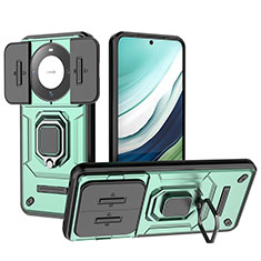 Custodia Silicone e Plastica Opaca Cover con Magnetico Anello Supporto K3C per Huawei Mate 60 Verde