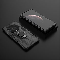 Custodia Silicone e Plastica Opaca Cover con Magnetico Anello Supporto KC1 per Huawei Honor Magic3 Pro+ Plus 5G Nero