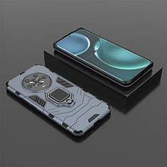 Custodia Silicone e Plastica Opaca Cover con Magnetico Anello Supporto KC1 per Huawei Honor Magic4 5G Blu