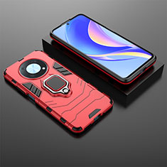 Custodia Silicone e Plastica Opaca Cover con Magnetico Anello Supporto KC1 per Huawei Nova Y90 Rosso