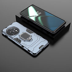 Custodia Silicone e Plastica Opaca Cover con Magnetico Anello Supporto KC1 per OnePlus 11 5G Blu
