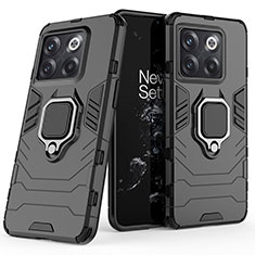 Custodia Silicone e Plastica Opaca Cover con Magnetico Anello Supporto KC1 per OnePlus Ace Pro 5G Nero