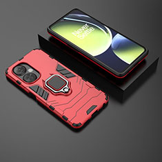 Custodia Silicone e Plastica Opaca Cover con Magnetico Anello Supporto KC1 per OnePlus Nord CE 3 5G Rosso