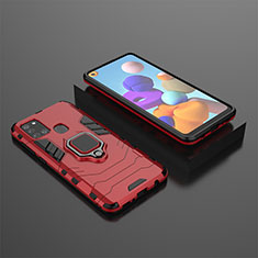 Custodia Silicone e Plastica Opaca Cover con Magnetico Anello Supporto KC1 per Samsung Galaxy A21s Rosso