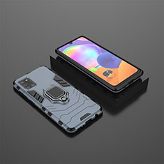 Custodia Silicone e Plastica Opaca Cover con Magnetico Anello Supporto KC1 per Samsung Galaxy A31 Blu