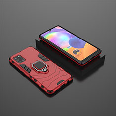 Custodia Silicone e Plastica Opaca Cover con Magnetico Anello Supporto KC1 per Samsung Galaxy A31 Rosso