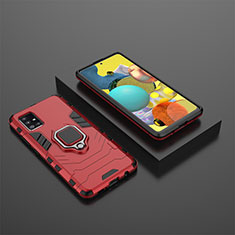 Custodia Silicone e Plastica Opaca Cover con Magnetico Anello Supporto KC1 per Samsung Galaxy A51 4G Rosso