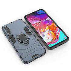 Custodia Silicone e Plastica Opaca Cover con Magnetico Anello Supporto KC1 per Samsung Galaxy A70S Blu