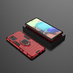 Custodia Silicone e Plastica Opaca Cover con Magnetico Anello Supporto KC1 per Samsung Galaxy A71 5G Rosso