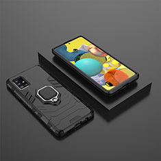 Custodia Silicone e Plastica Opaca Cover con Magnetico Anello Supporto KC1 per Samsung Galaxy M40S Nero