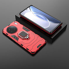 Custodia Silicone e Plastica Opaca Cover con Magnetico Anello Supporto KC1 per Vivo X90 5G Rosso