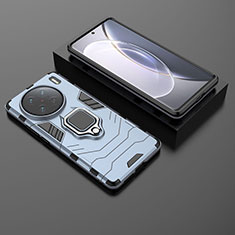 Custodia Silicone e Plastica Opaca Cover con Magnetico Anello Supporto KC1 per Vivo X90 Pro 5G Blu