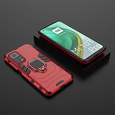 Custodia Silicone e Plastica Opaca Cover con Magnetico Anello Supporto KC1 per Xiaomi Mi 10T 5G Rosso