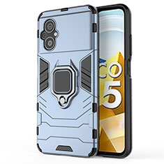 Custodia Silicone e Plastica Opaca Cover con Magnetico Anello Supporto KC1 per Xiaomi Poco M5 4G Blu