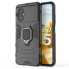 Custodia Silicone e Plastica Opaca Cover con Magnetico Anello Supporto KC1 per Xiaomi Poco M5 4G Nero