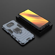Custodia Silicone e Plastica Opaca Cover con Magnetico Anello Supporto KC1 per Xiaomi Poco X3 NFC Blu